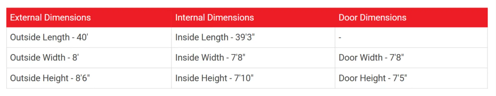 40ft container office dimenstions
