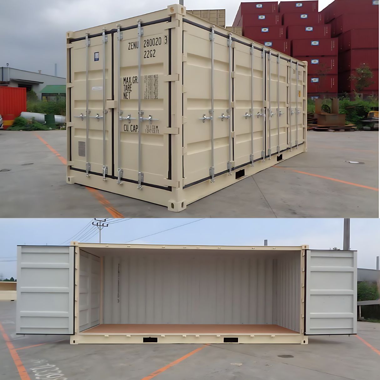 Shipping container with side doors