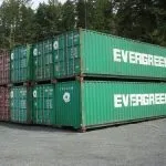 used 40 evergreen shipping containers stacked