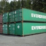 used 40 evergreen shipping containers stacked