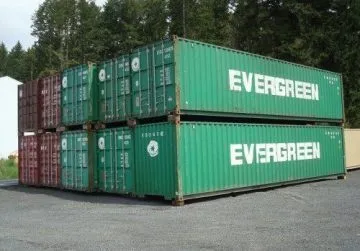 used 40 evergreen shipping containers stacked