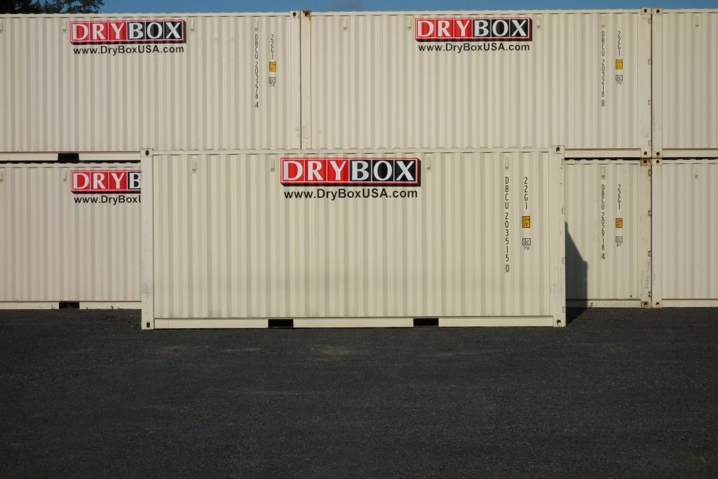 drybox stacked beige shipping containers
