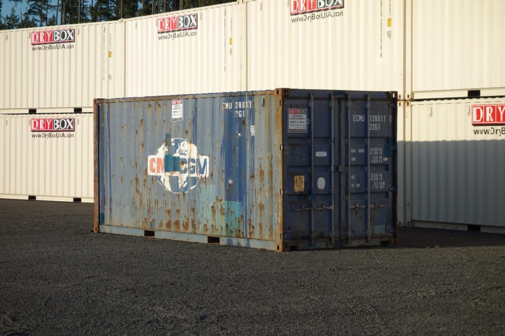 blue shipping container