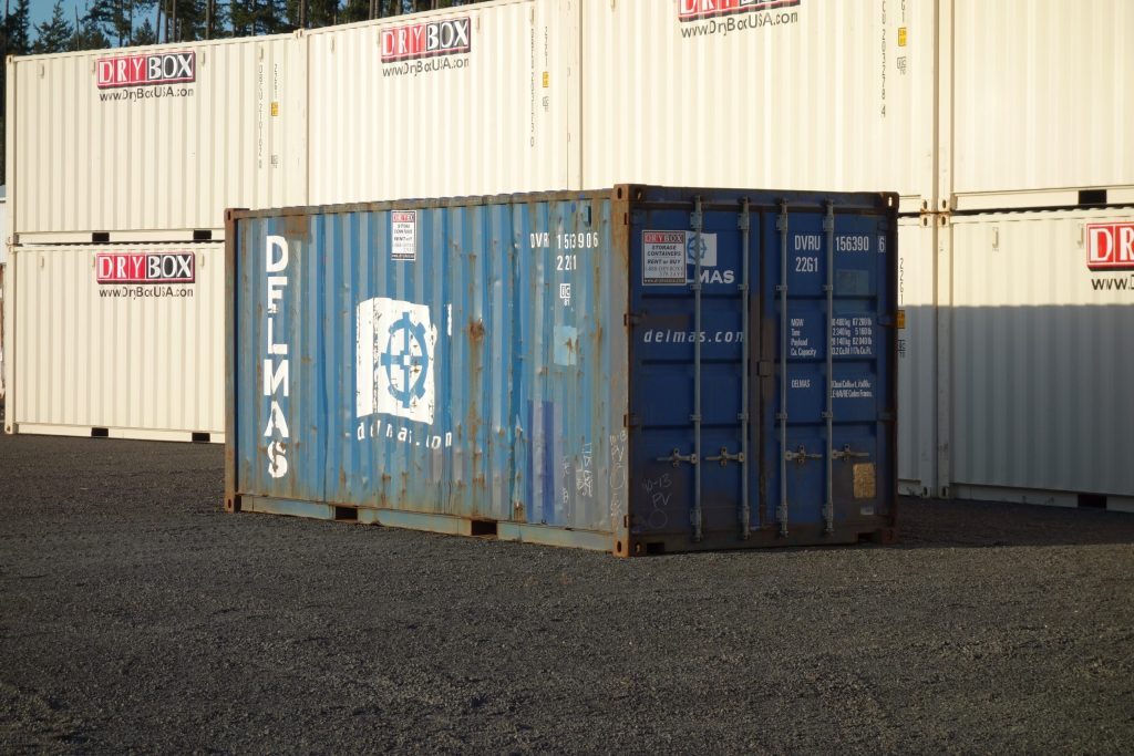 blue shipping container