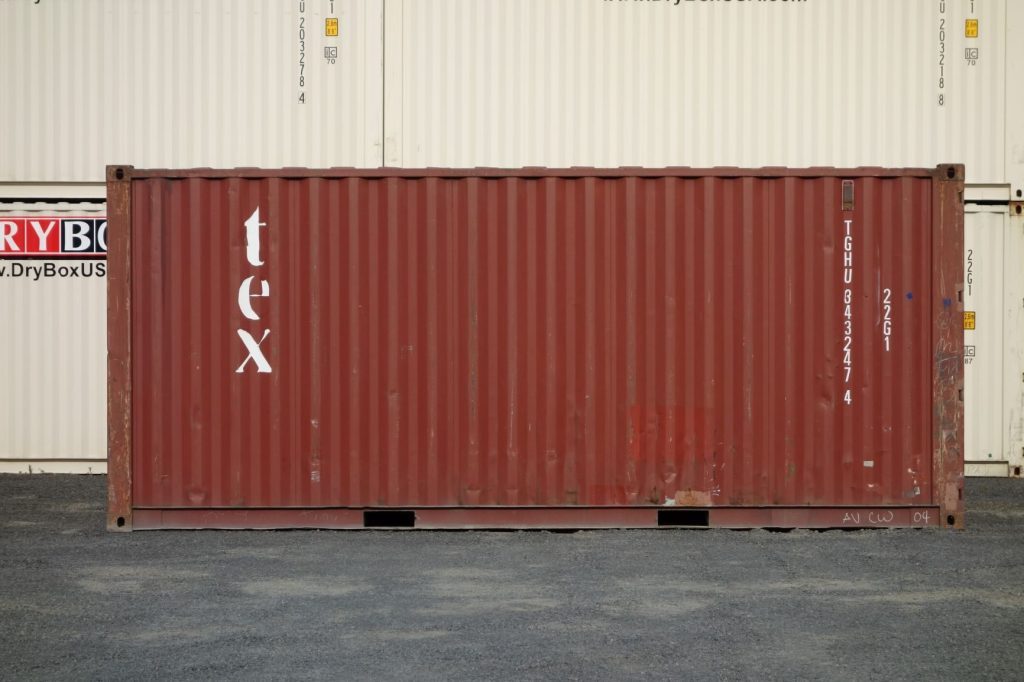 burgundy shipping container