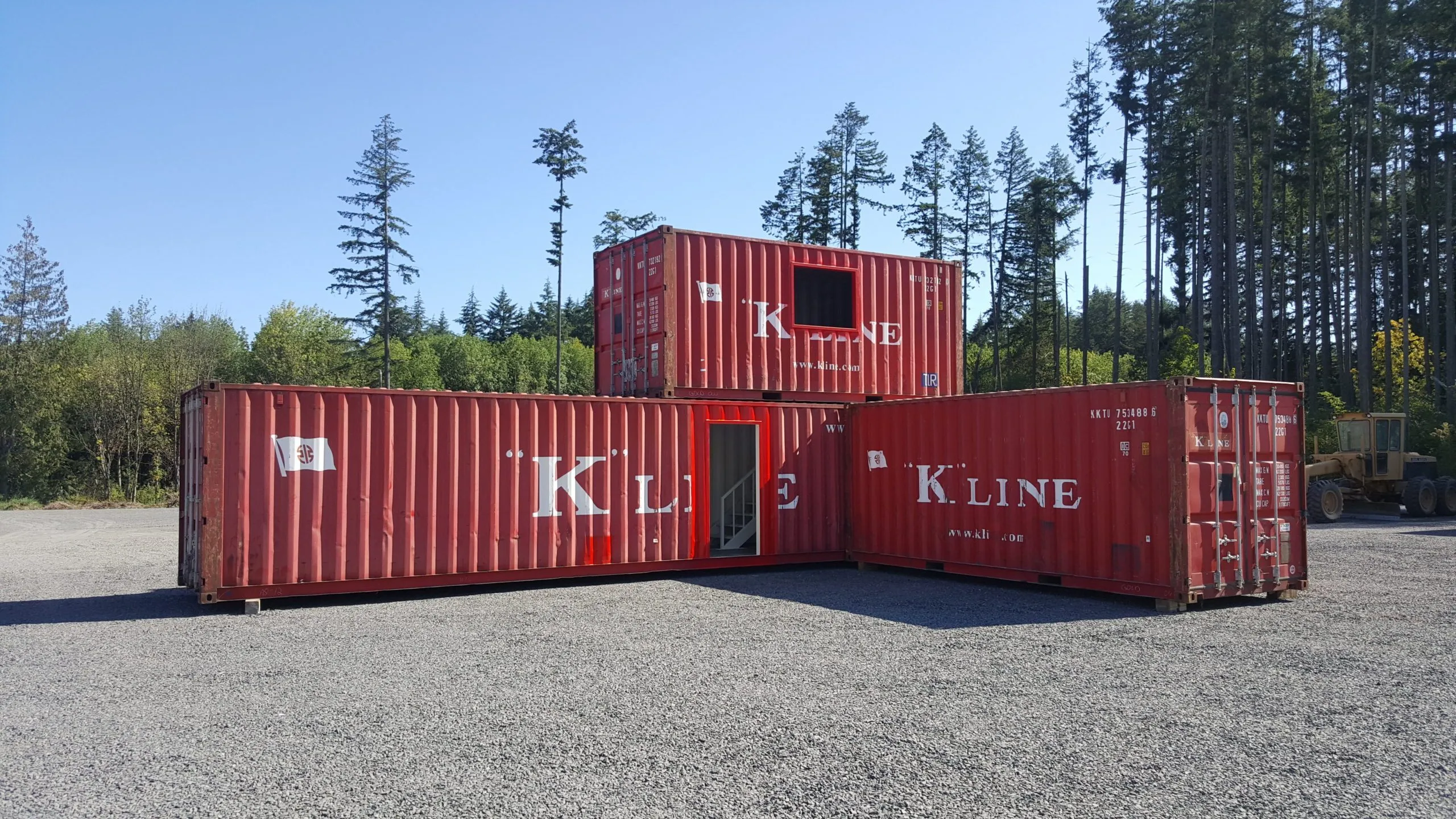 burnt red stackable shipping containers