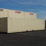 drybox stacked beige shipping containers