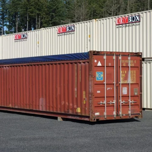 burnt red shipping container