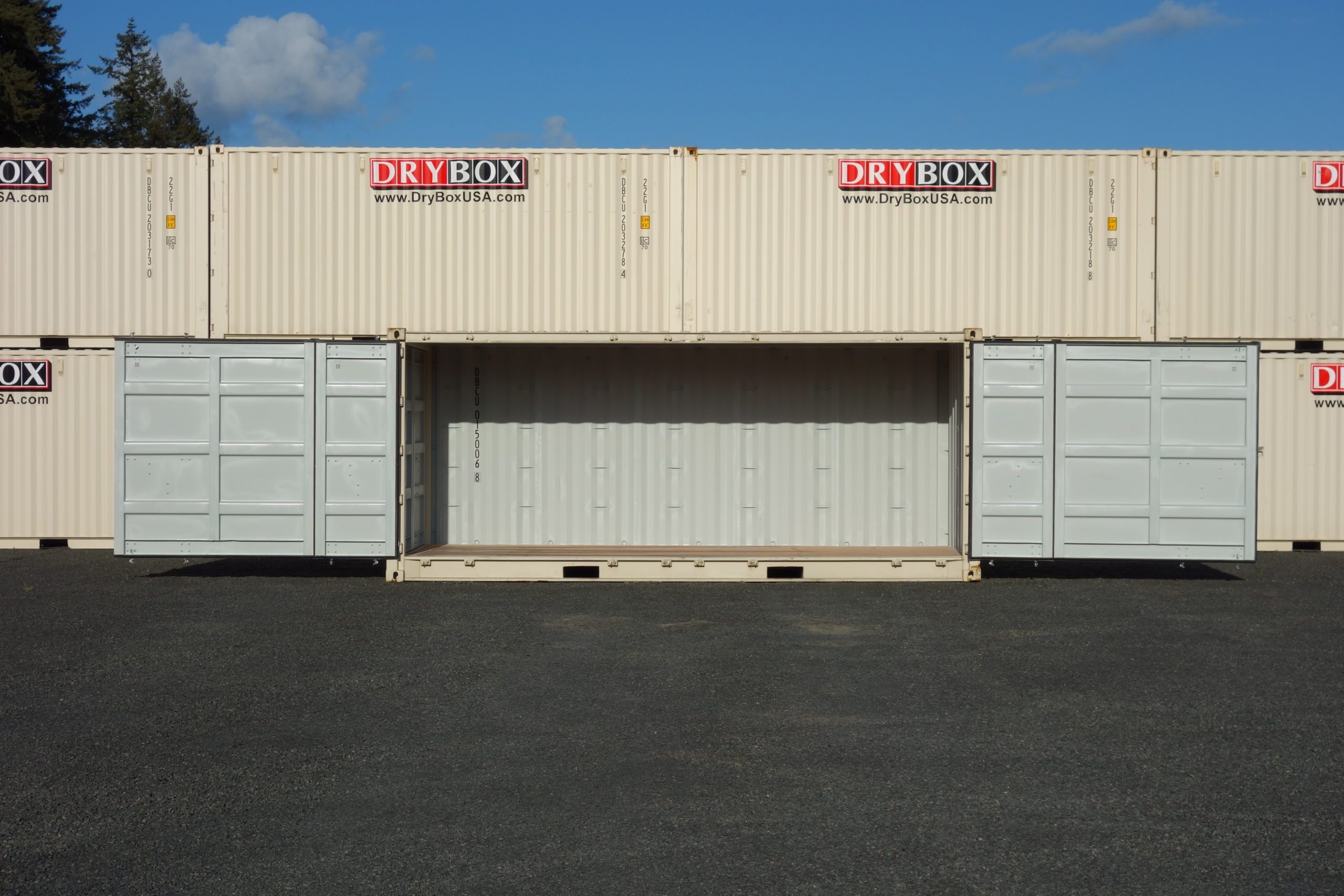 shipping container with cargo doors on the side
