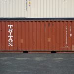 burnt red shipping container