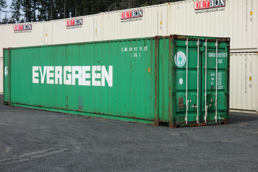 evergreen green shipping container