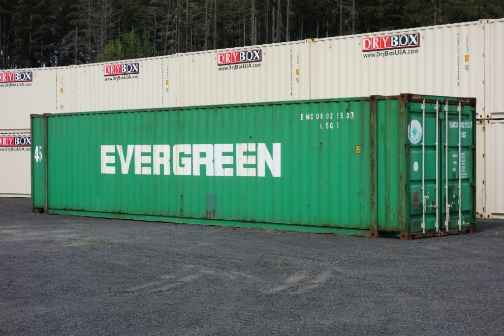 evergreen green shipping container