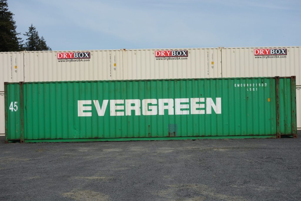 evergreen green shipping container