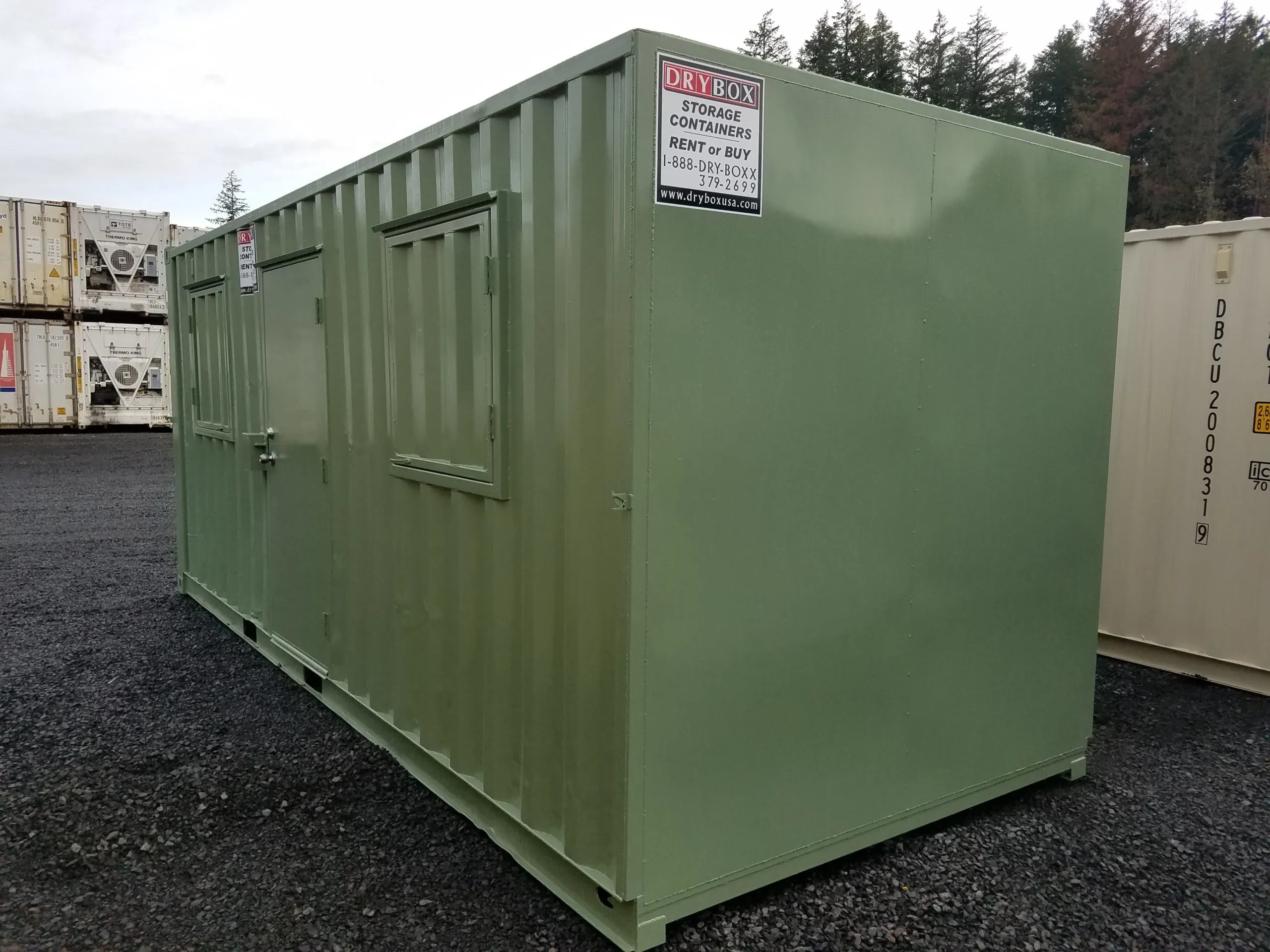 drybox shipping container with man door
