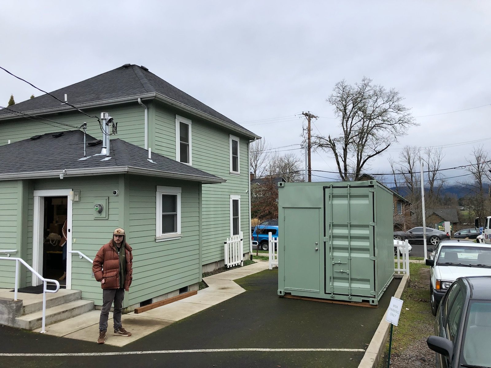15 foot shipping container near worksite