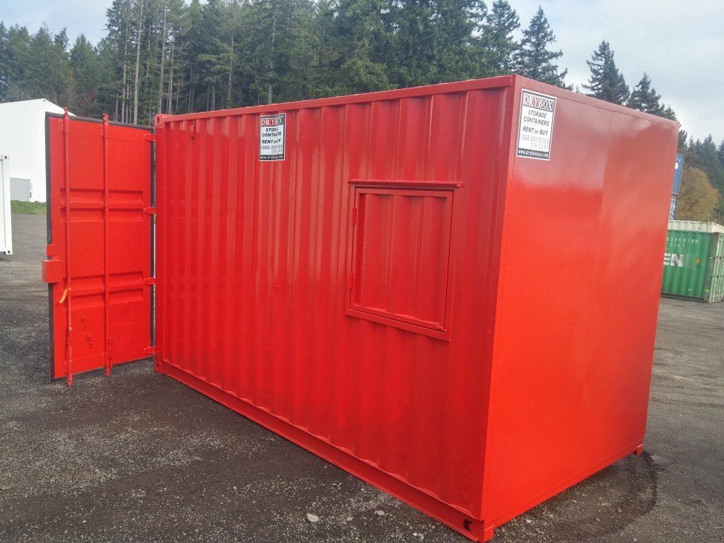 red 15 foot shipping container