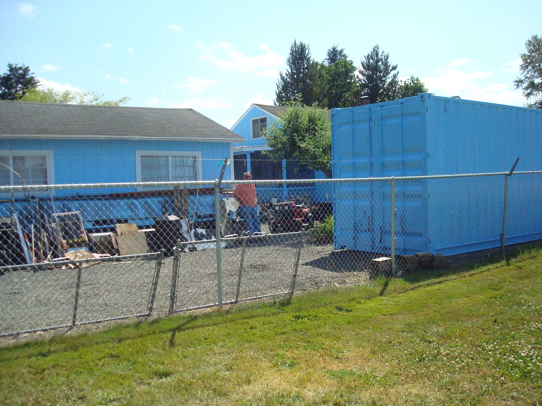 blue shipping container