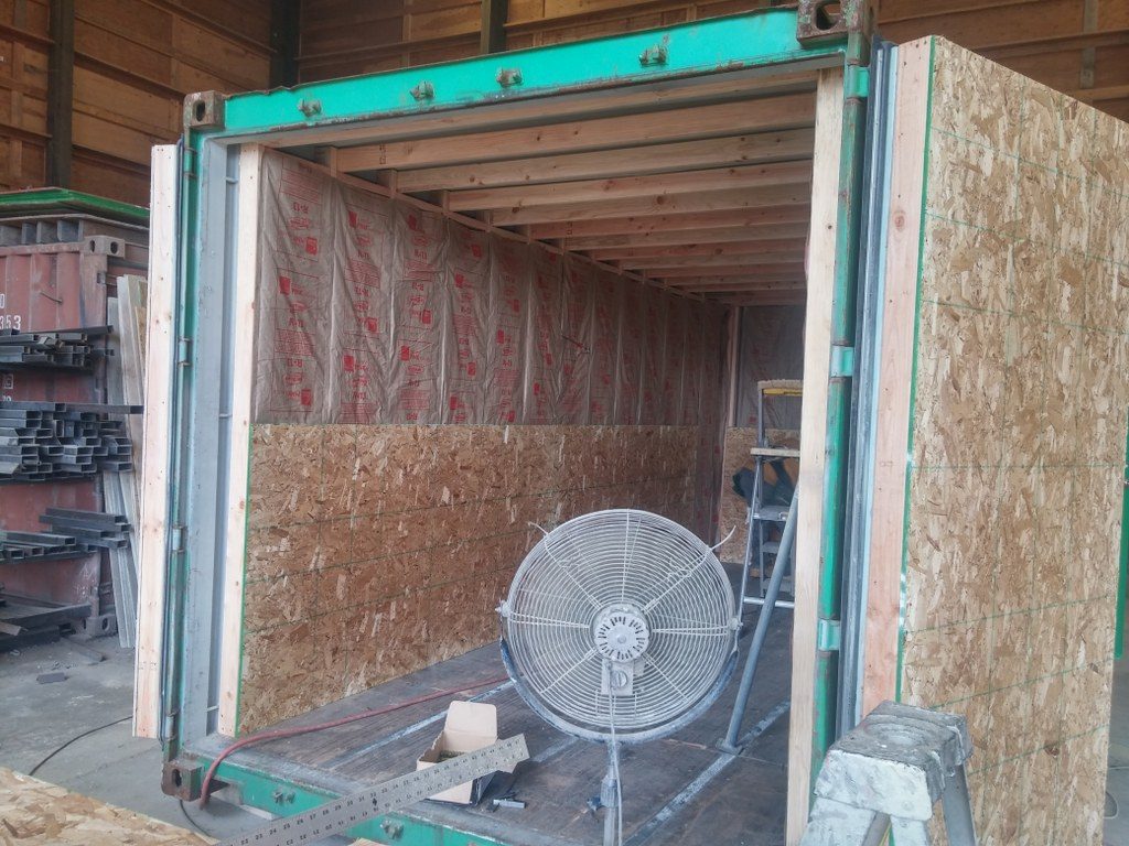the interior of a drybox shipping container