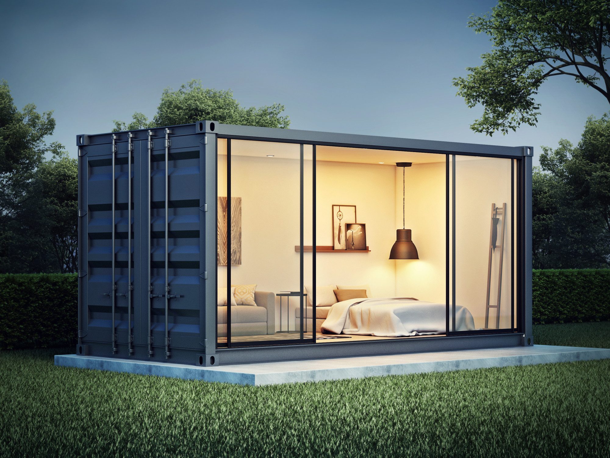 shipping container turned into a bedroom