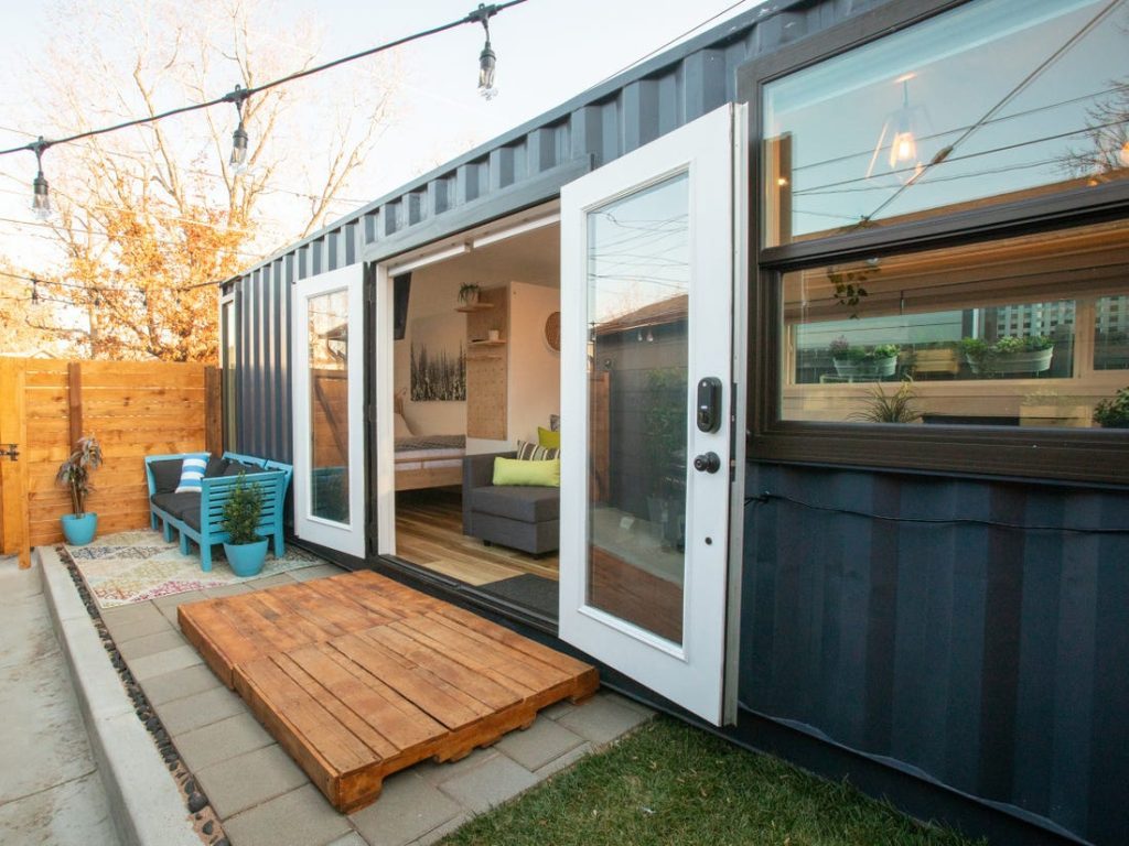 shipping container turned into a tiny home