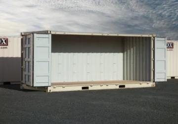 A 20ft open-sided shipping container.