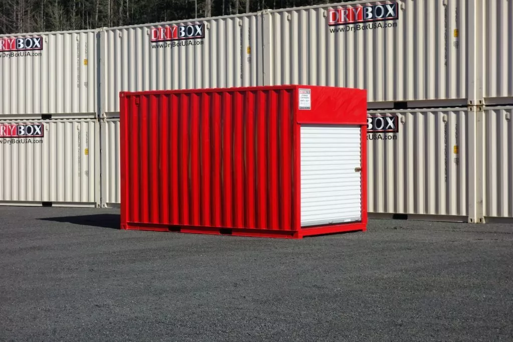 15ft Used Modified Shipping Container 1 15 foot red custom roll up door