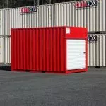 15ft Used Modified Shipping Container 2 15 foot red custom roll up door