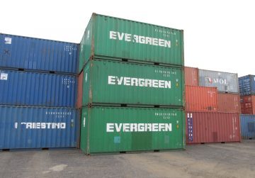 used 40 evergreen shipping containers stacked