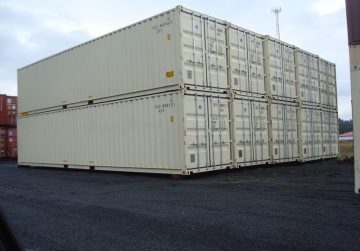 several 40 foot shipping containers rentals stacked 2 high
