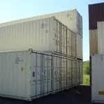 40ft New High Cube Container 2 drybox stacked beige shipping containers