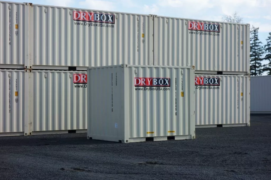 drybox stacked beige shipping containers