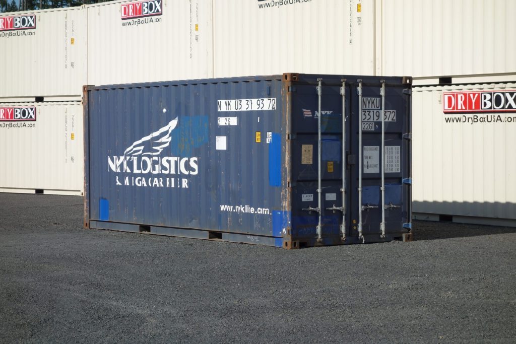 blue shipping container