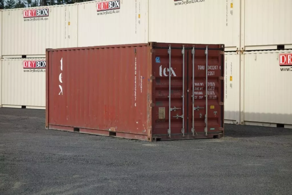 burgundy shipping container