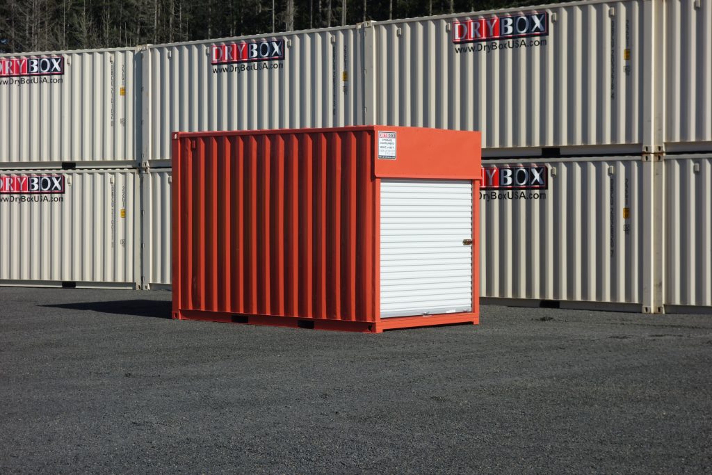 red 10 ft container roll door