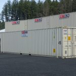 drybox stacked beige shipping containers