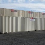 drybox stacked beige shipping containers