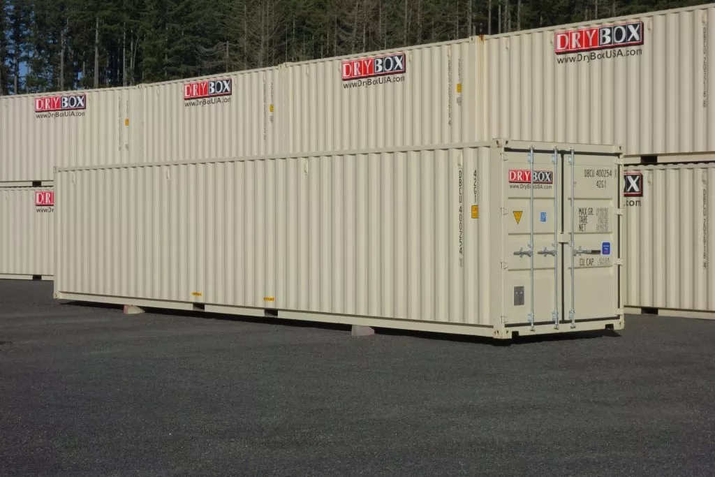 drybox stacked beige shipping containers