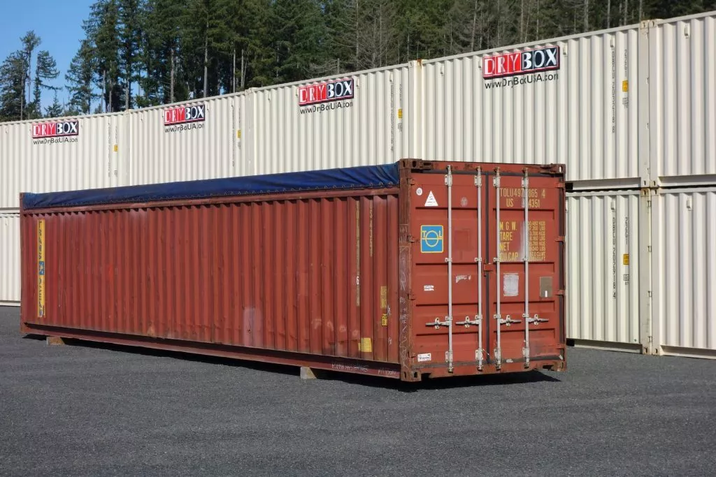 40ft Used Open Top Container 1 burnt red shipping container
