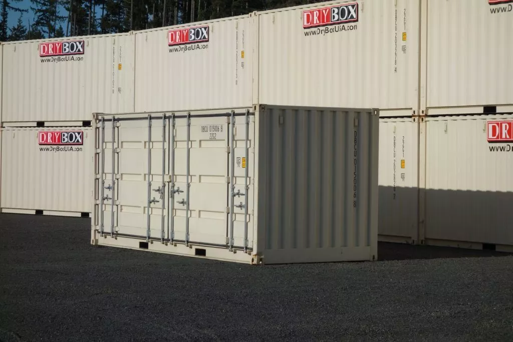 beige shipping containers drybox