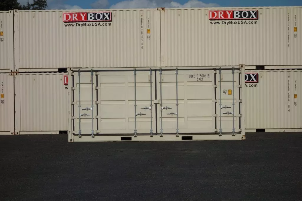 beige shipping containers drybox