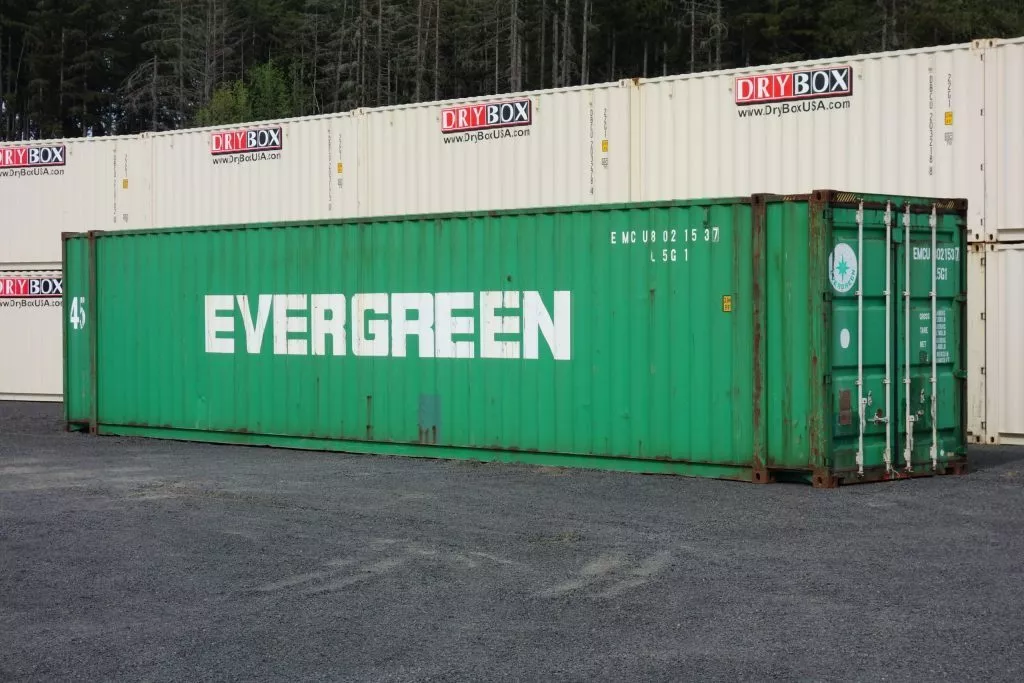 evergreen green shipping container