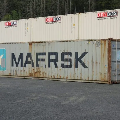 drybox stacked beige shipping containers