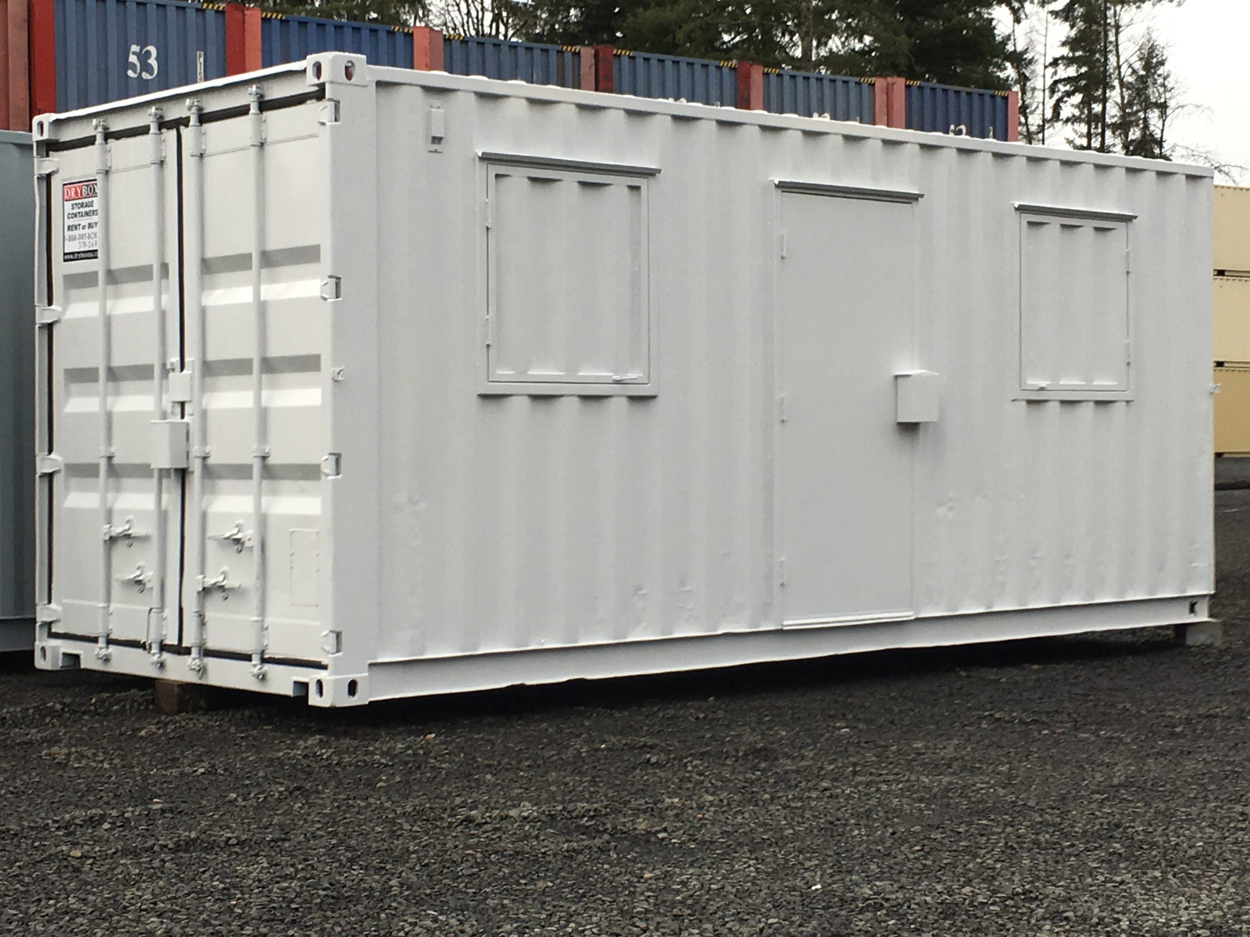 drybox shipping container with man door