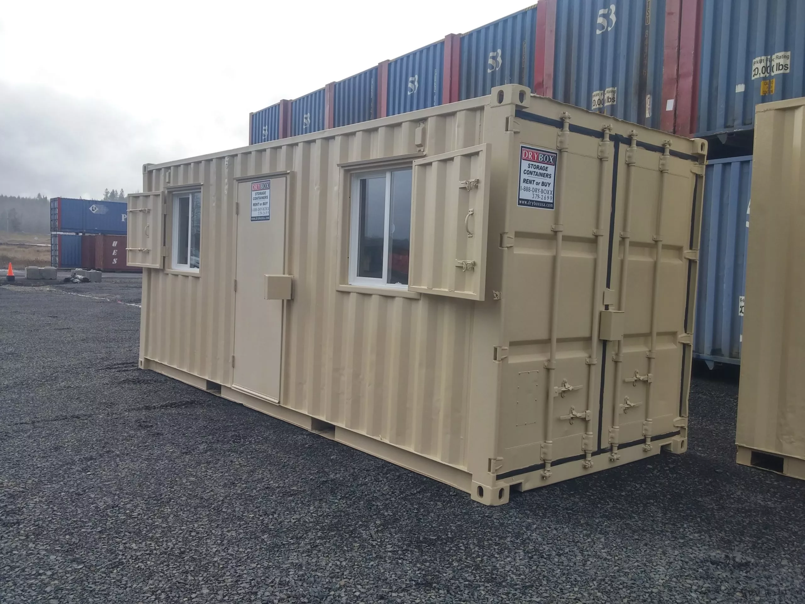 drybox shipping container with man door