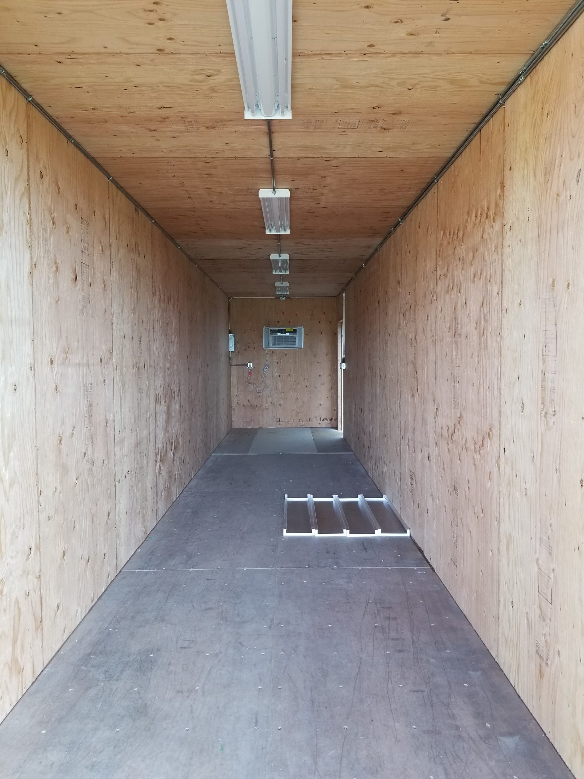 the interior of a drybox shipping container