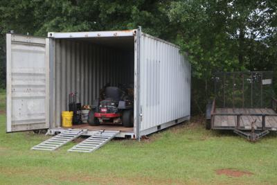 shipping container turned into a yard shed