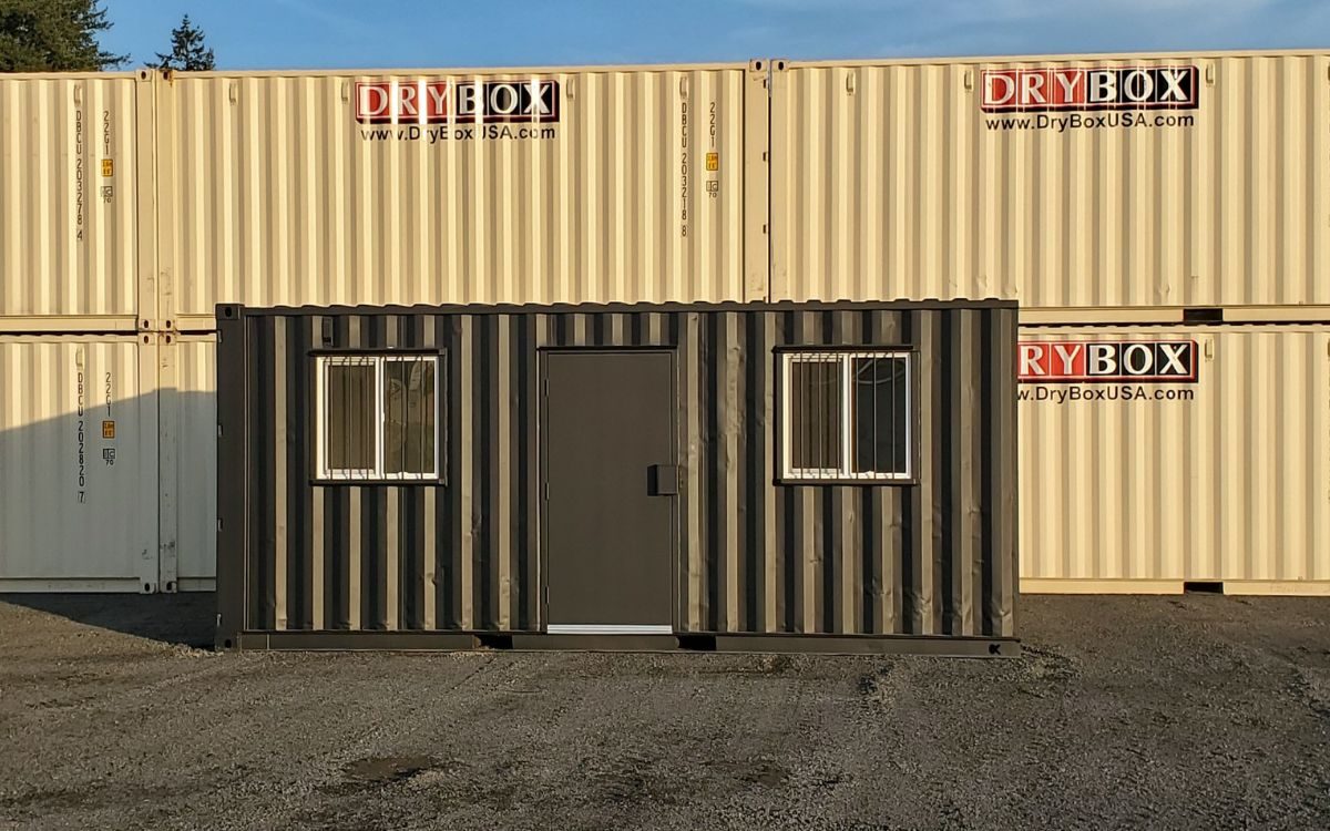 dark brown shipping container