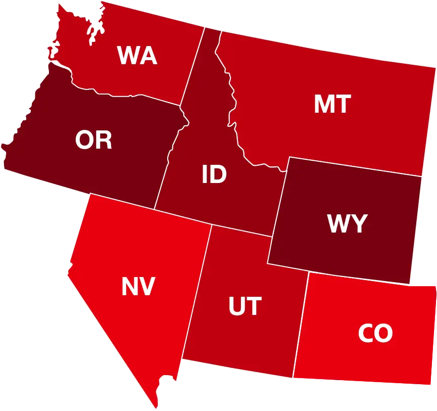 USA states map dry box