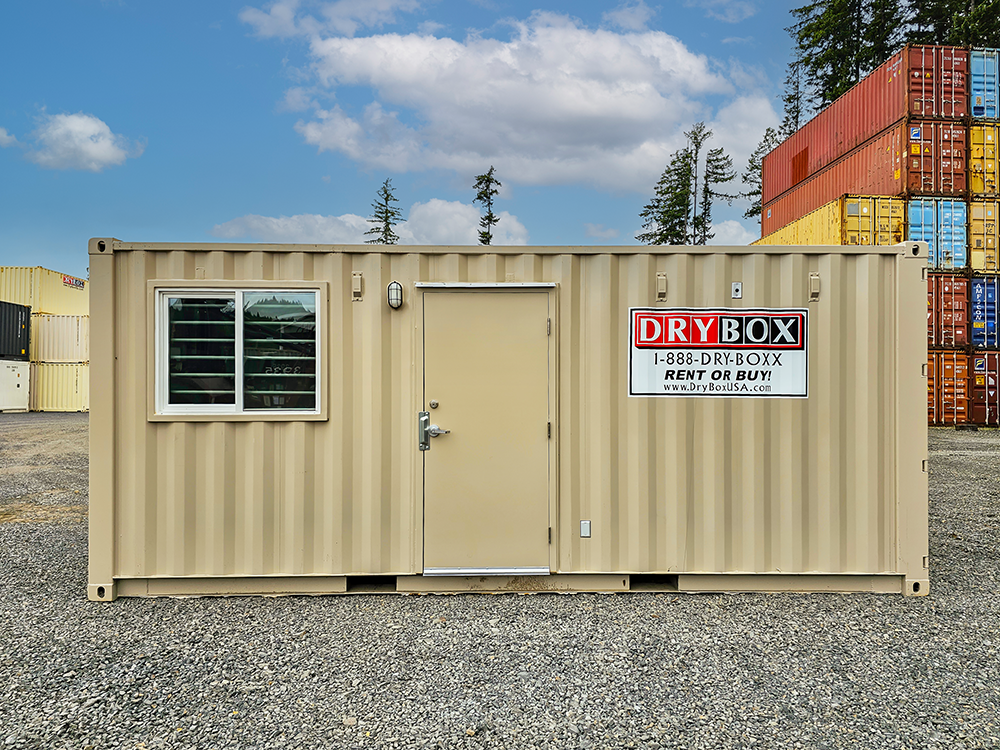 A twenty-foot ground level office container