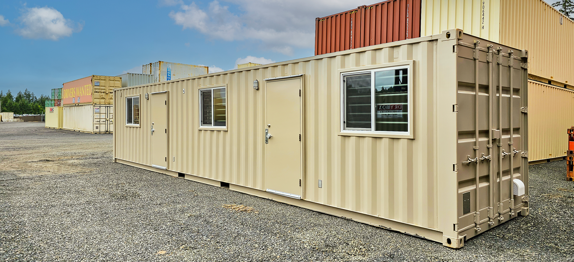 A forty-foot ground level office container